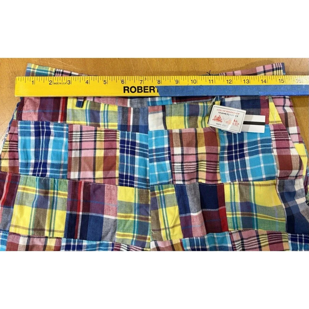 English Sports Shop Patchwork Madras Bermuda Shorts Men's 32 High Rise NEW Tags